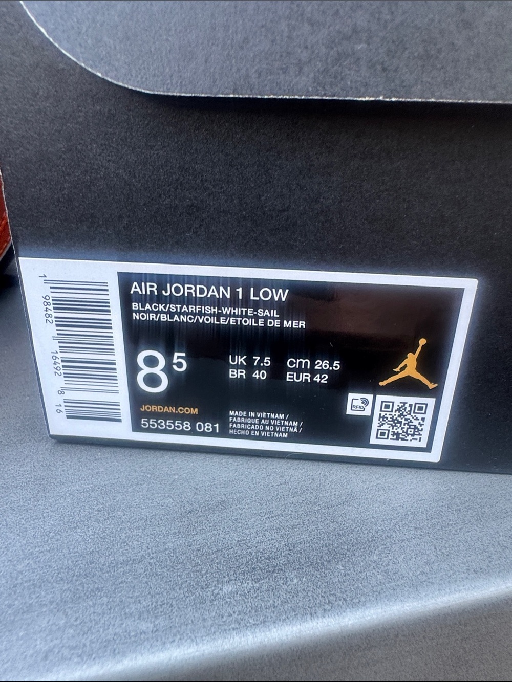 Nike Air Jordan 1 Low - Black/White/Orange Men's Sneakers - Picture 12 of 14